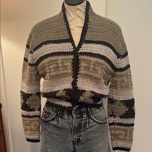 Vintage 80’s Striped Knit Cropped Cardigan